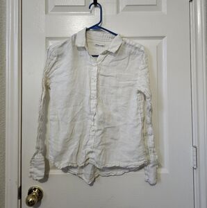 Reformation White Button Down Shirt M Linen